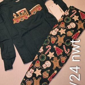 Gymboree Dark Green Holiday Train Pajama Set